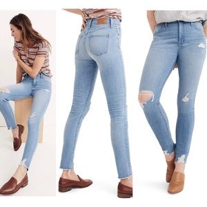 Madewell 9" High-Rise Skinny Jeans in Ontario Wash: Distressed-Hem Edition 28